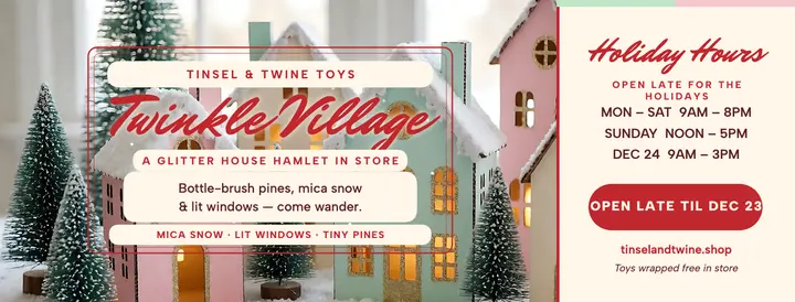 Tinsel village toy shop holiday cover template