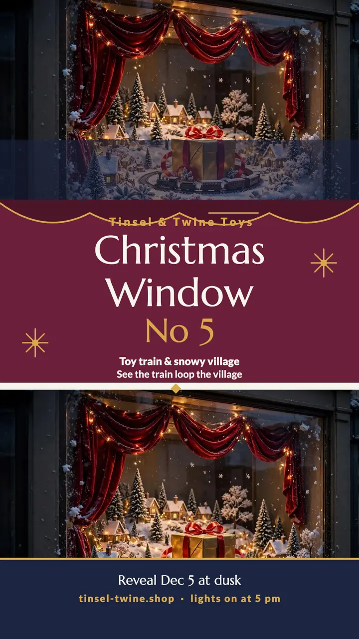 Tinsel and Twine holiday window reveal template