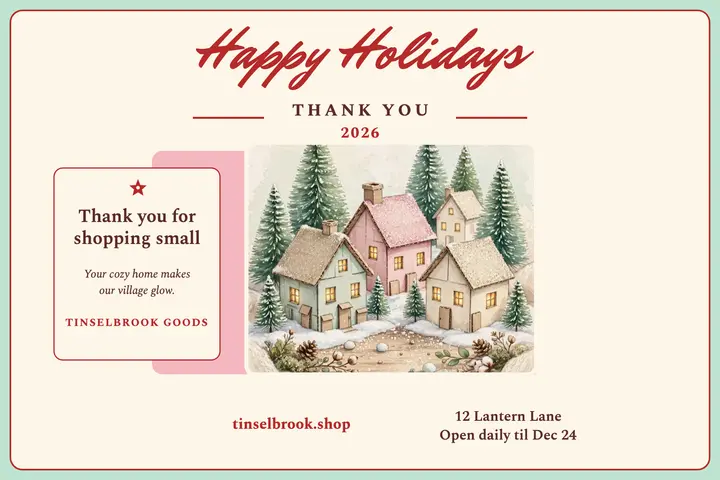 Tinselbrook Goods glitter village thank you template