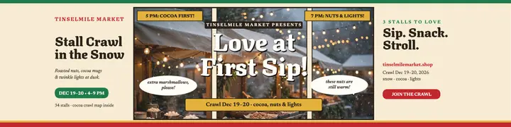 Tinselmile Market stall crawl fotonovela banner template