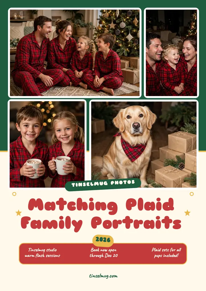 Tinselmug plaid pajamas Christmas flyer template