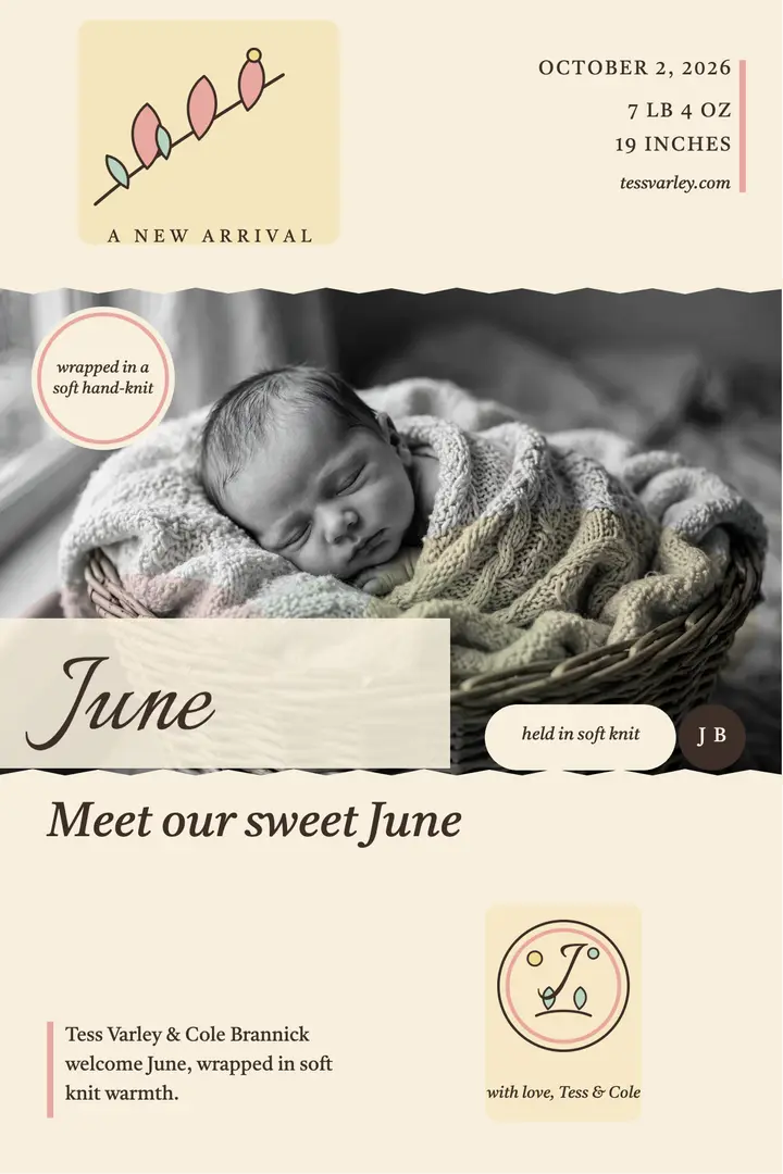 June arrival poster, hand-tinted template
