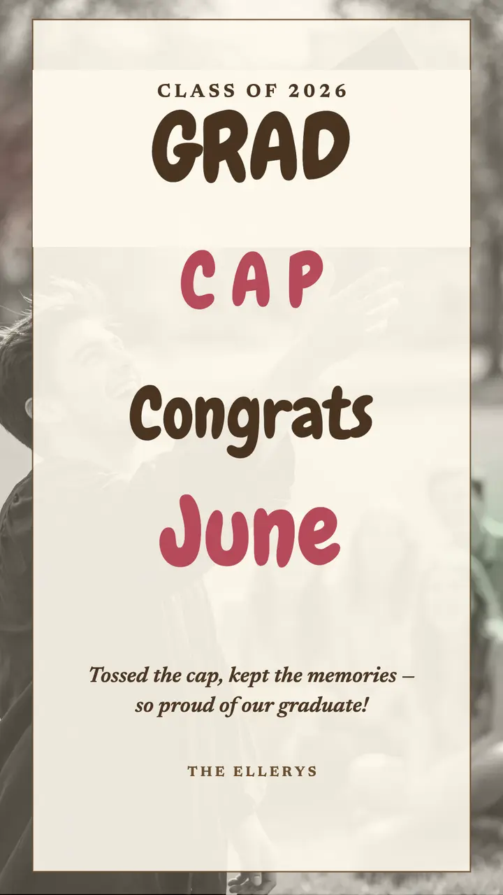 Tinted graduation memory story, Ellery template