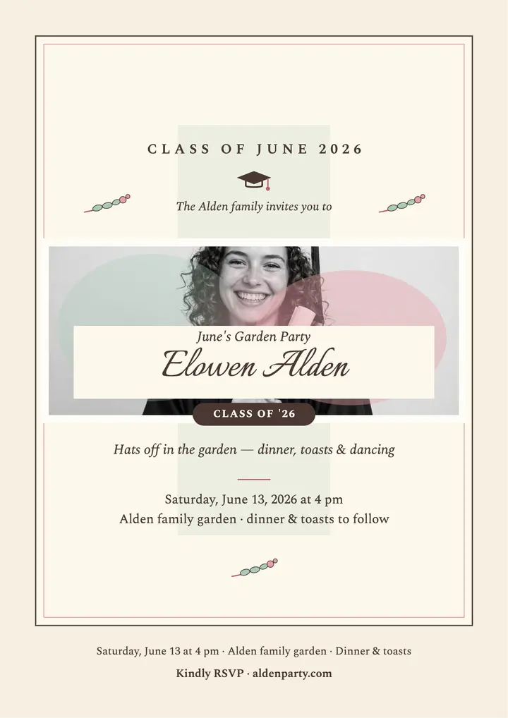 Elowen Alden tinted graduation party flyer template