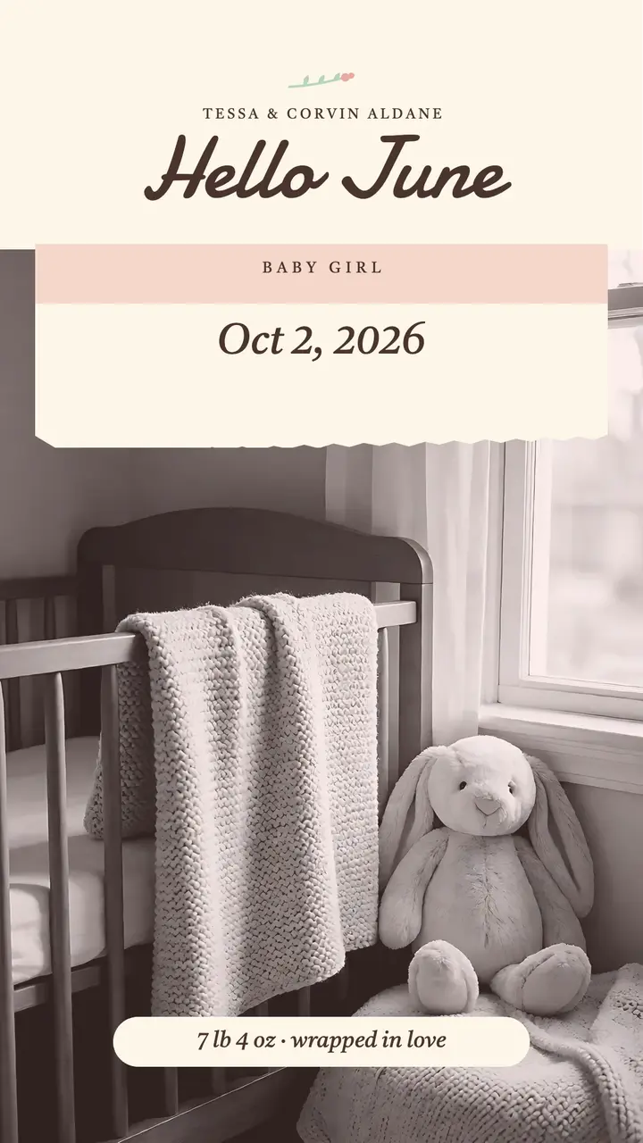 Tinted baby girl announcement story template