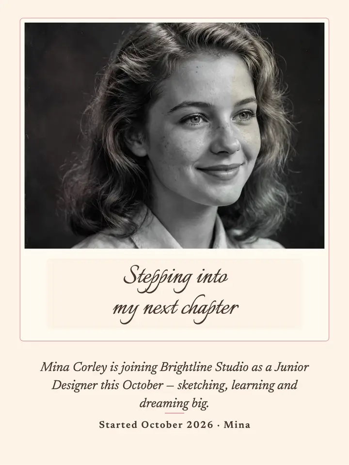 Mina Corley new job portrait, tinted template