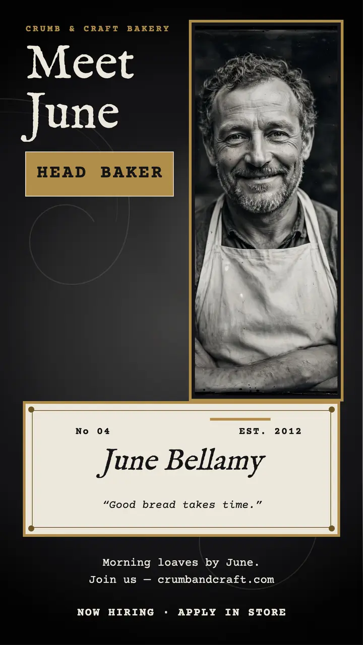 Crumb and Craft baker spotlight story template