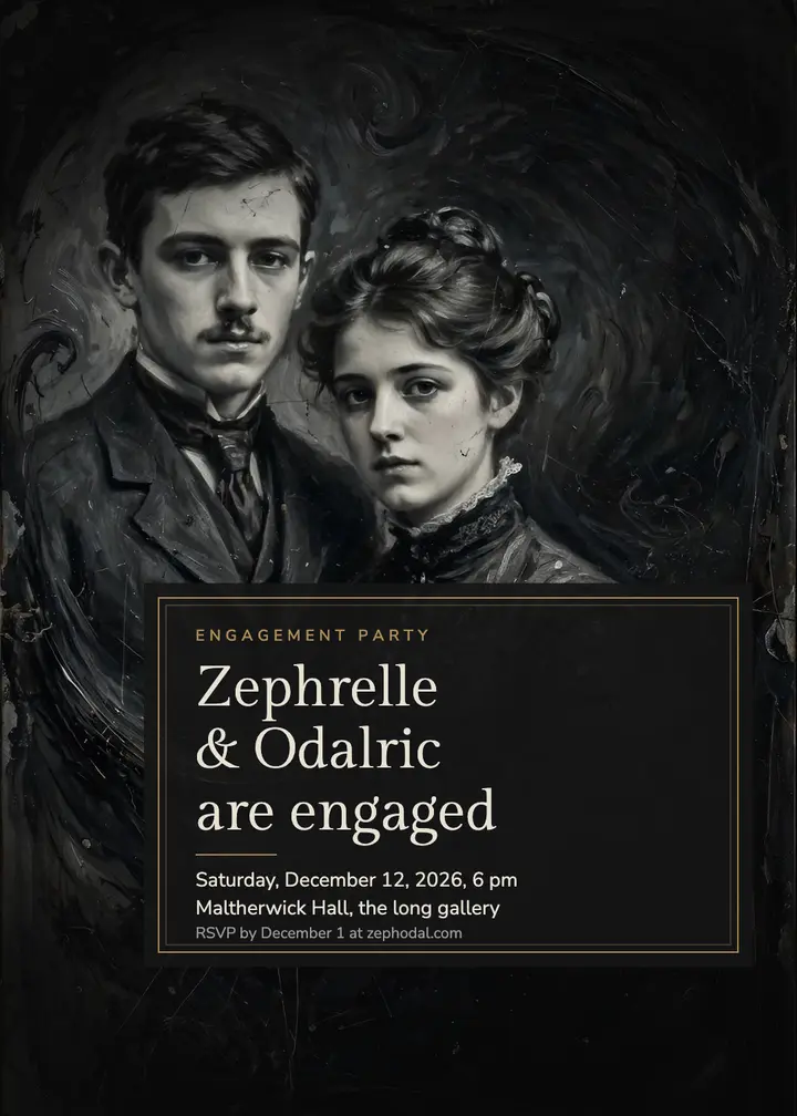 Zephrelle and Odalric tintype engagement invitation template