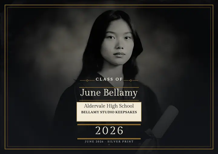 June Bellamy tintype graduation keepsake: graduation keepsake certificate template