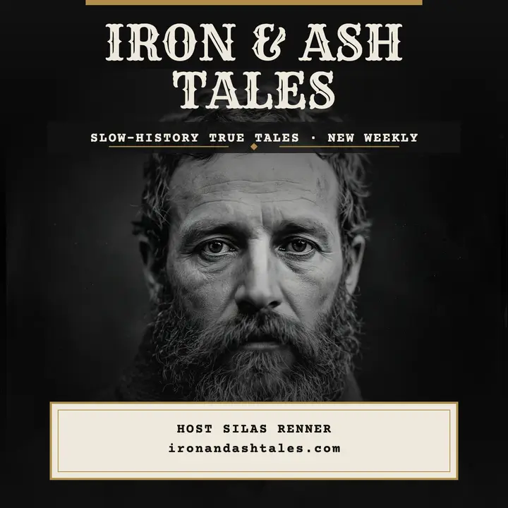 Iron and Ash Tales tintype podcast cover template