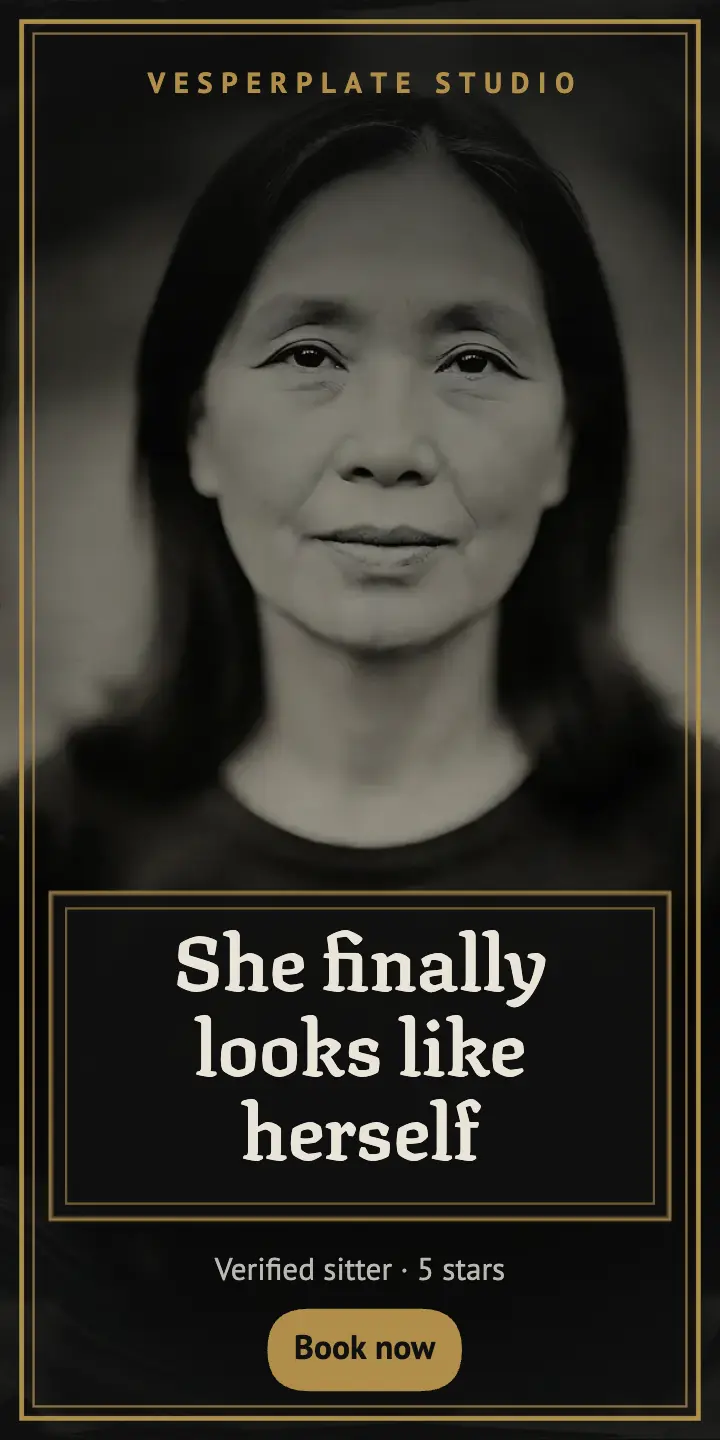 Vesperplate Studio tintype testimonial ad: testimonial ad template