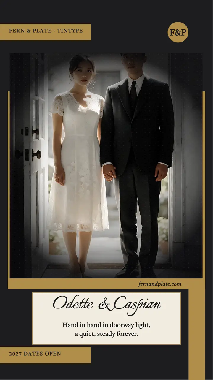 Odette and Caspian tintype wedding story template