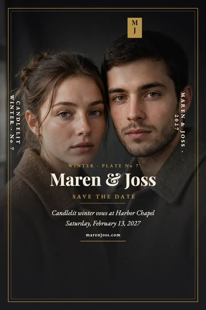 Maren and Joss winter save-the-date poster template