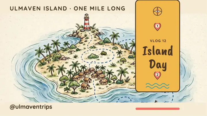 Tiny island travel vlog thumbnail, pictorial map template