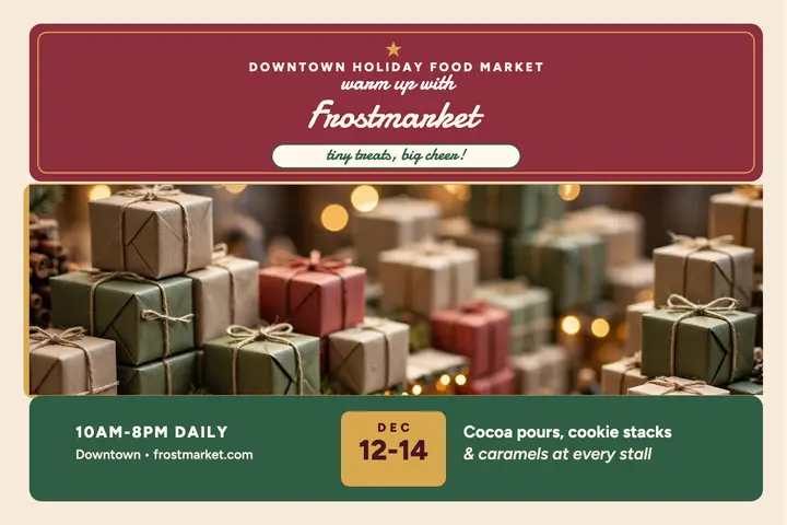 Frostmarket tiny holiday market postcard template