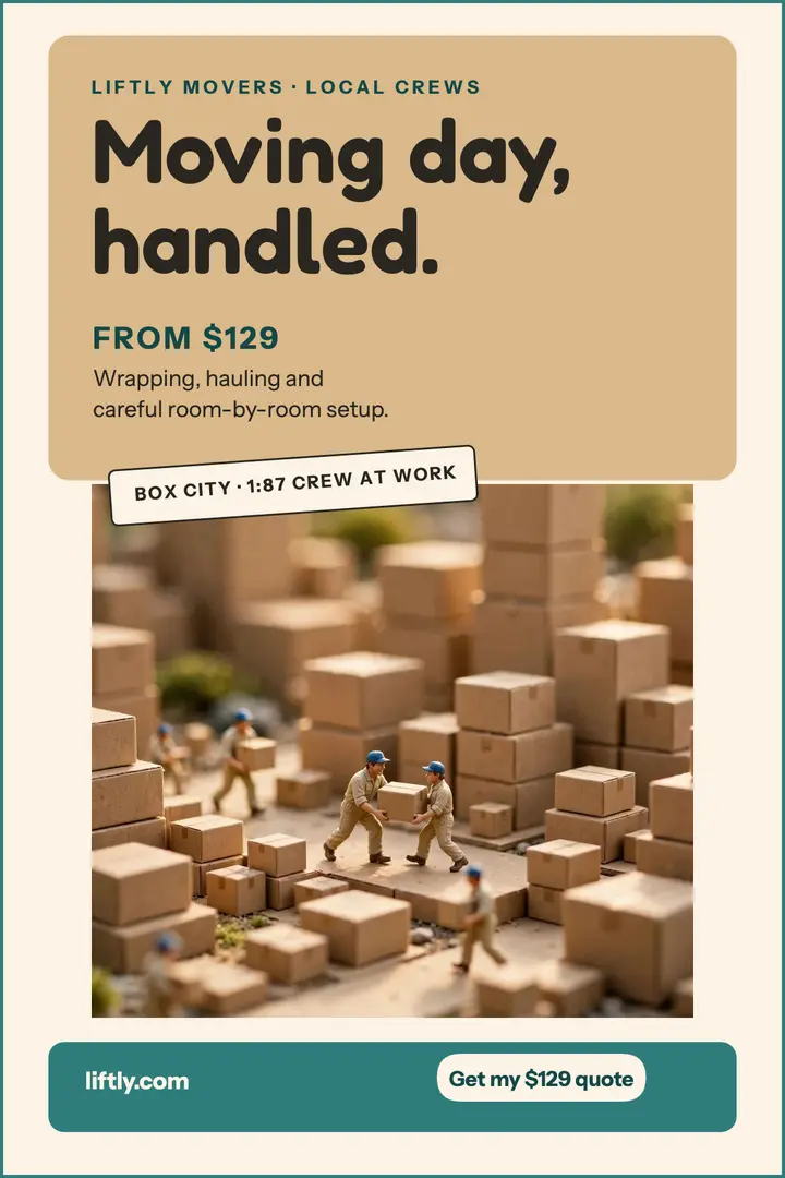 Liftly Movers tiny crew poster: moving service poster template