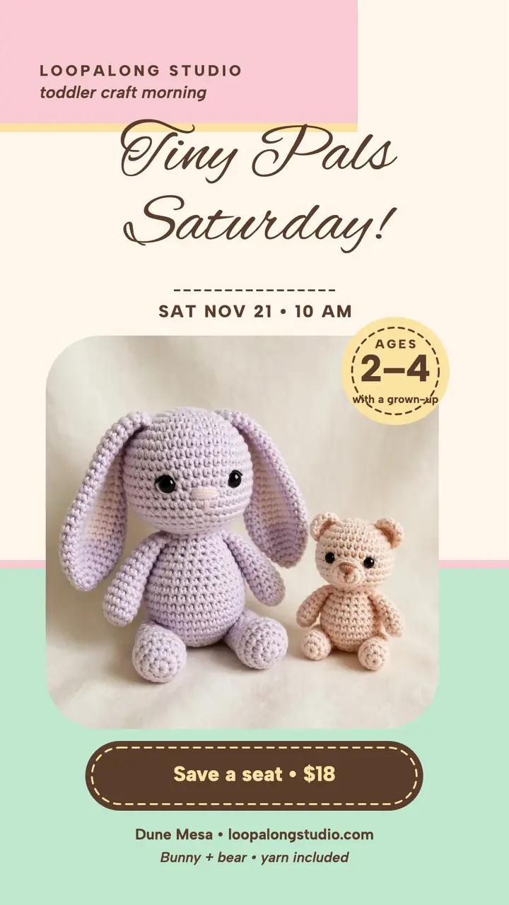 Tiny Pals crochet Saturday story template
