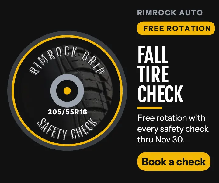 Rimrock Auto fall tire check rectangle ad template