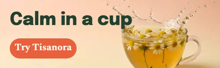 Tisanora calm herbal tea mobile banner liquid splash: herbal tea mobile banner template