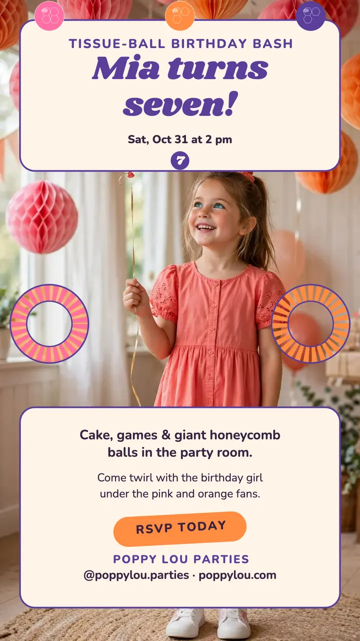 Mia's tissue-ball birthday party story template