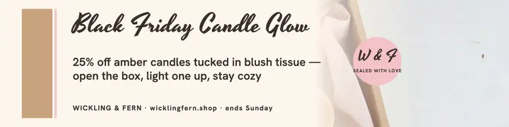 Wickling and Fern Black Friday candle banner template