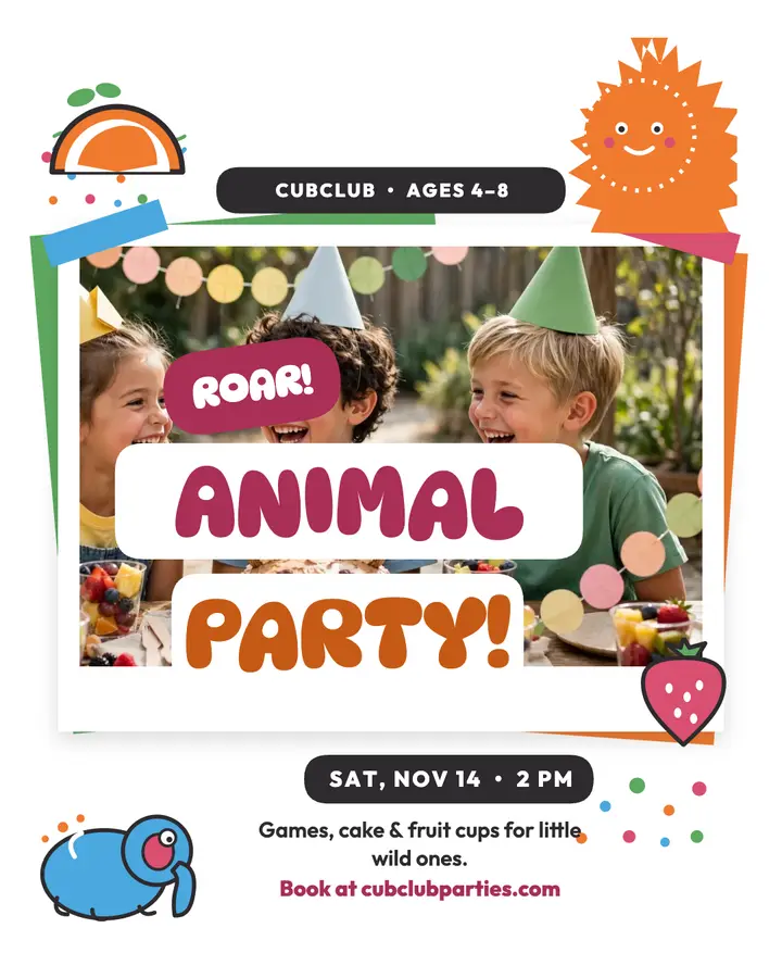 Cubclub animal birthday party post template