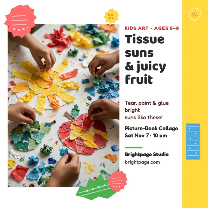 Tissue suns collage workshop post template