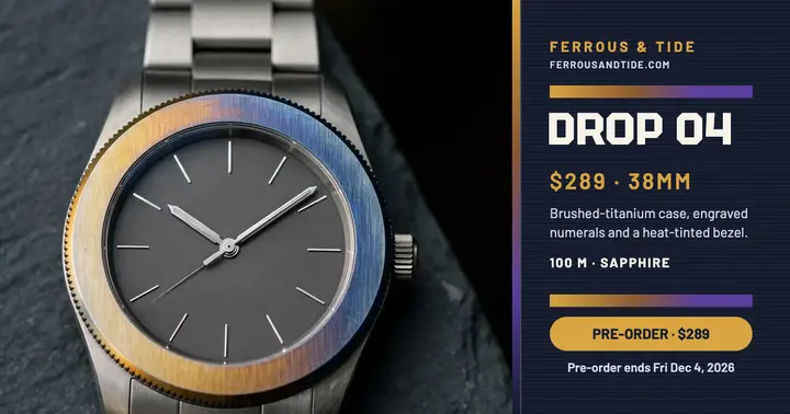 Ferrous & Tide titanium watch drop post template
