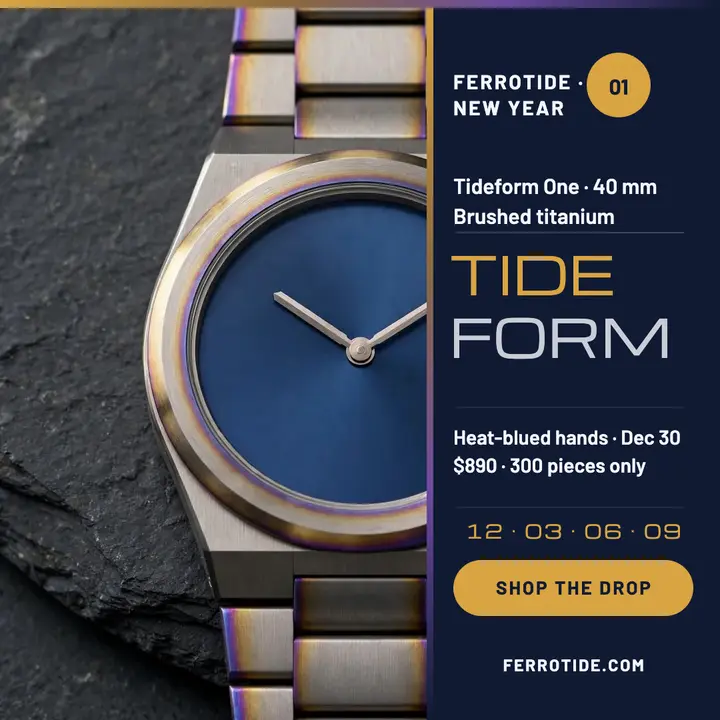 Ferrotide Tideform One New Year drop post template