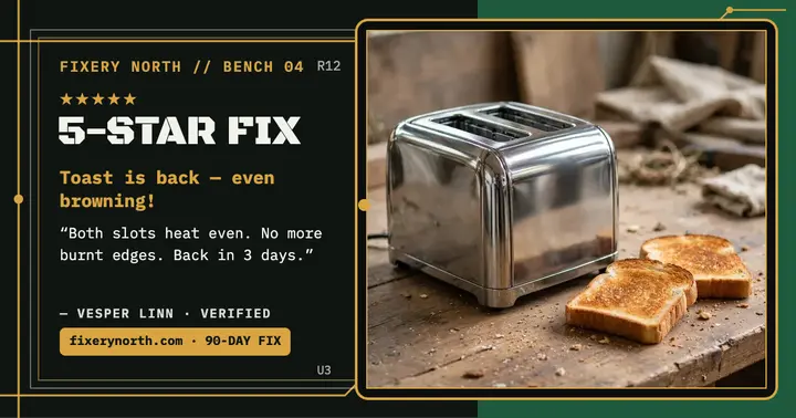 Fixery North toaster repair review post template