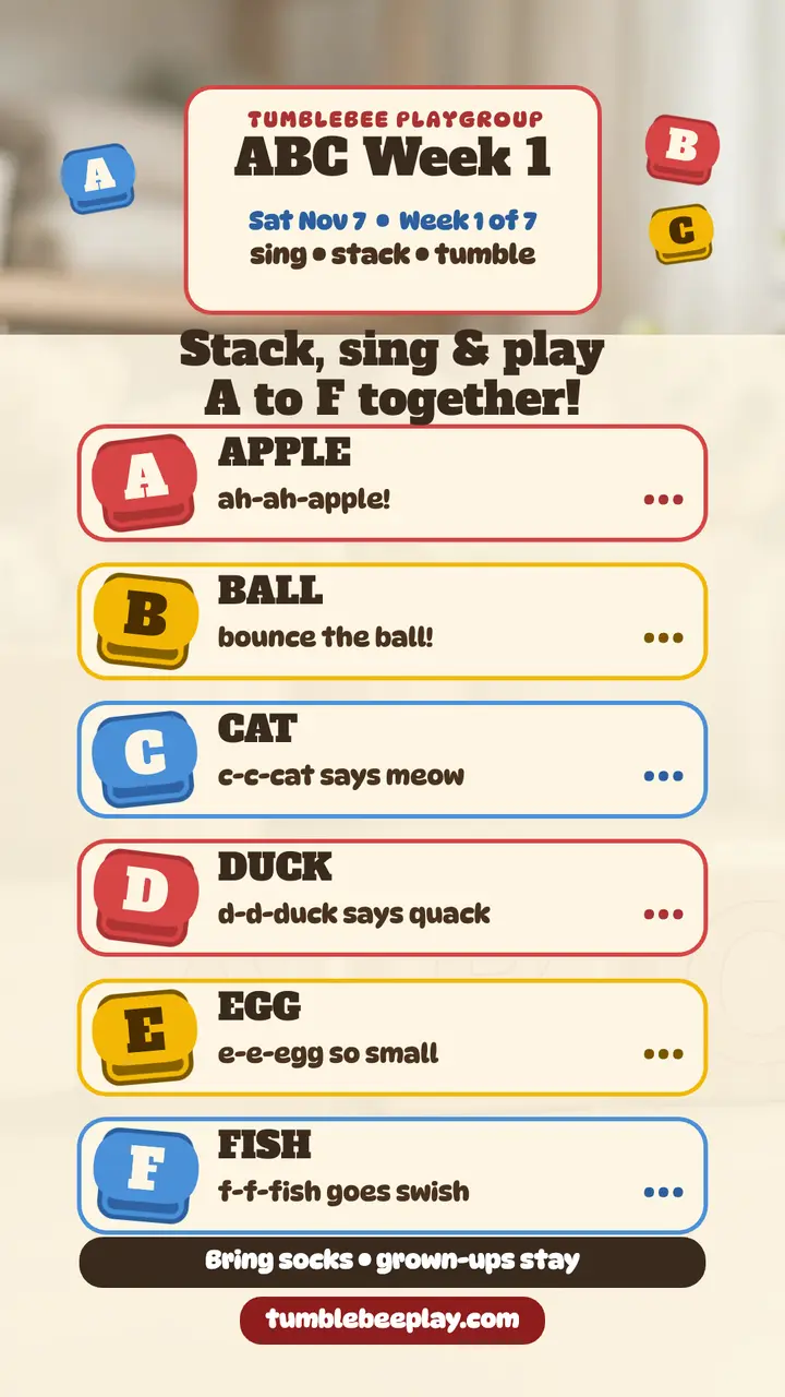 Tumblebee ABC Week 1 blocks story template