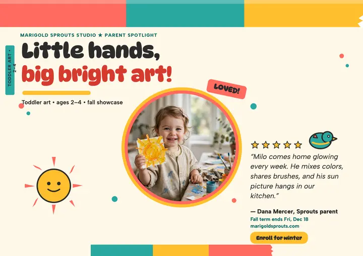 Marigold Sprouts toddler art review template