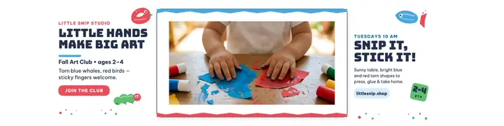 Toddler collage art class banner template