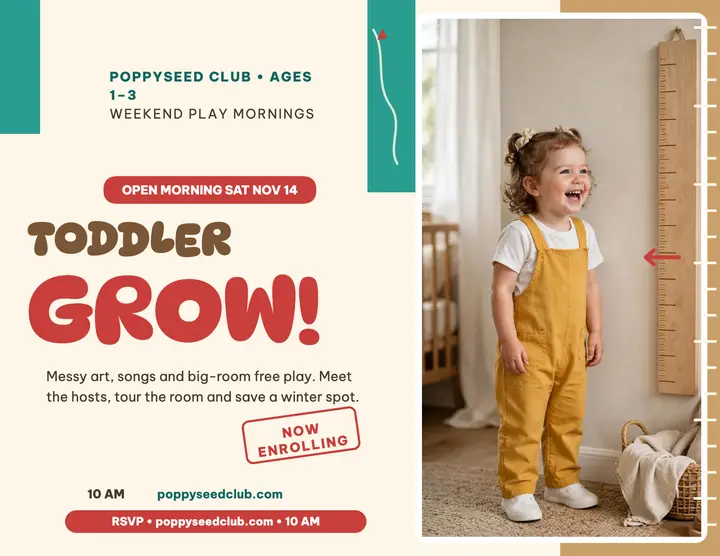 Poppyseed Club toddler playgroup flyer template