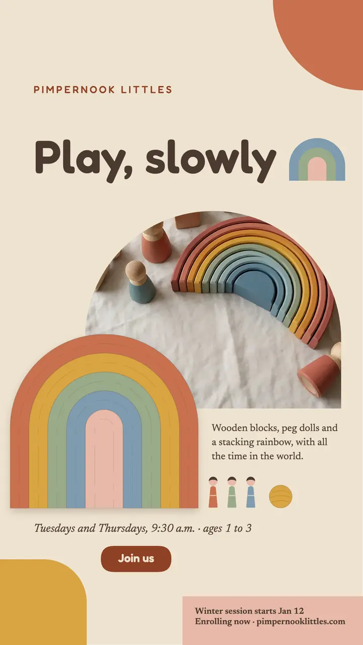 Pimpernook Littles wooden toy enrollment story template