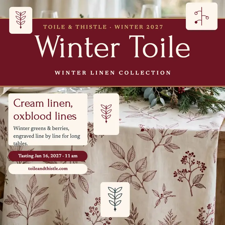 Toile and Thistle winter linen post template