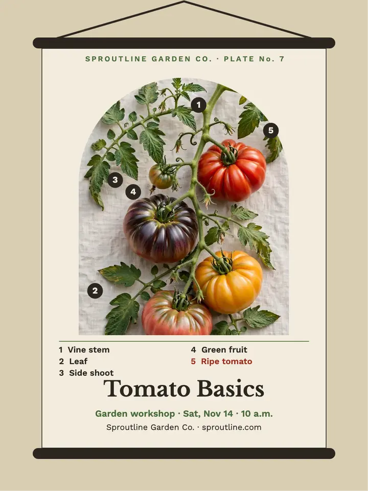 Tomato basics pull-down workshop chart: tomato workshop chart template