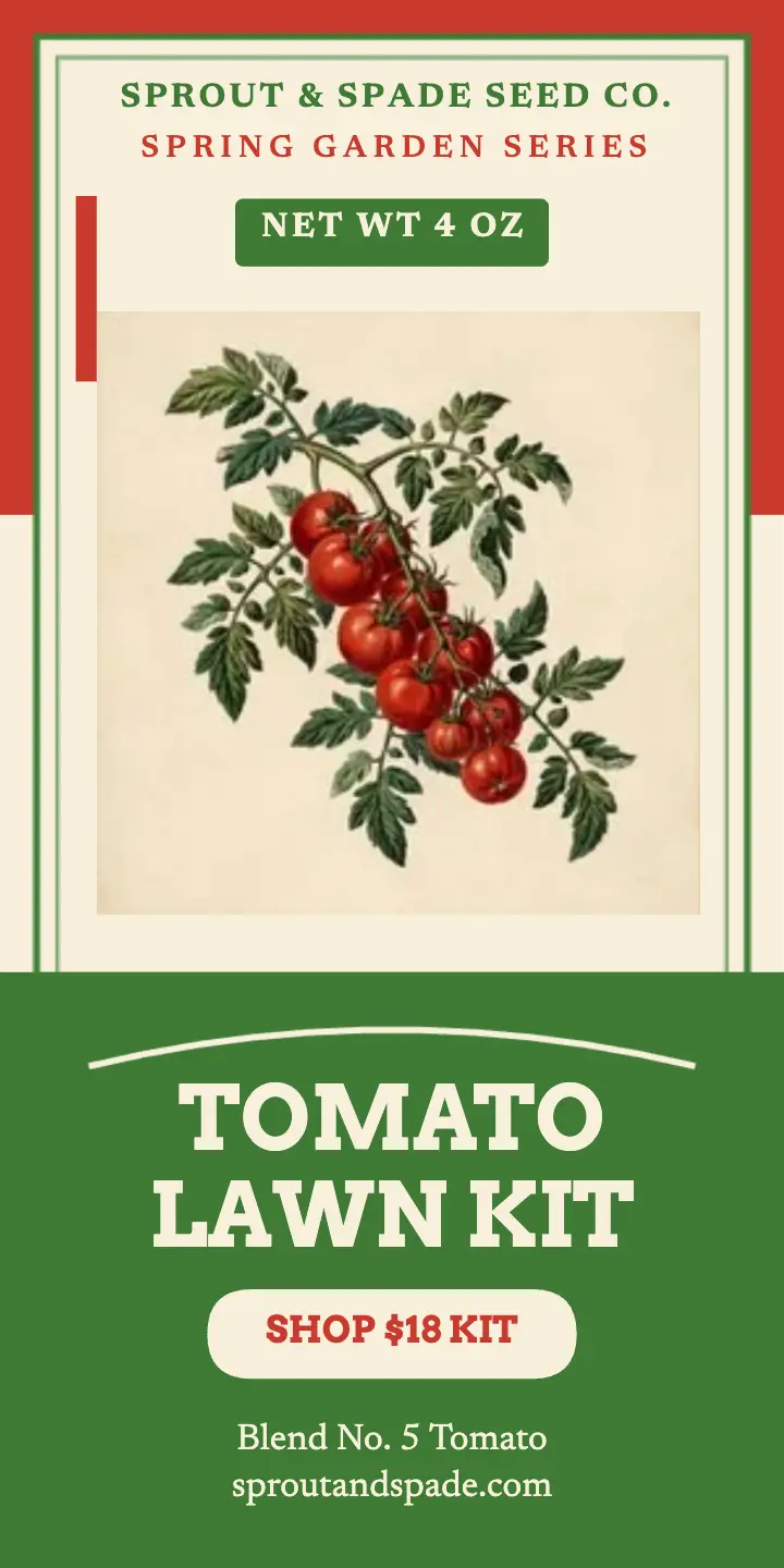 Sprout and Spade tomato lawn kit seed ad template