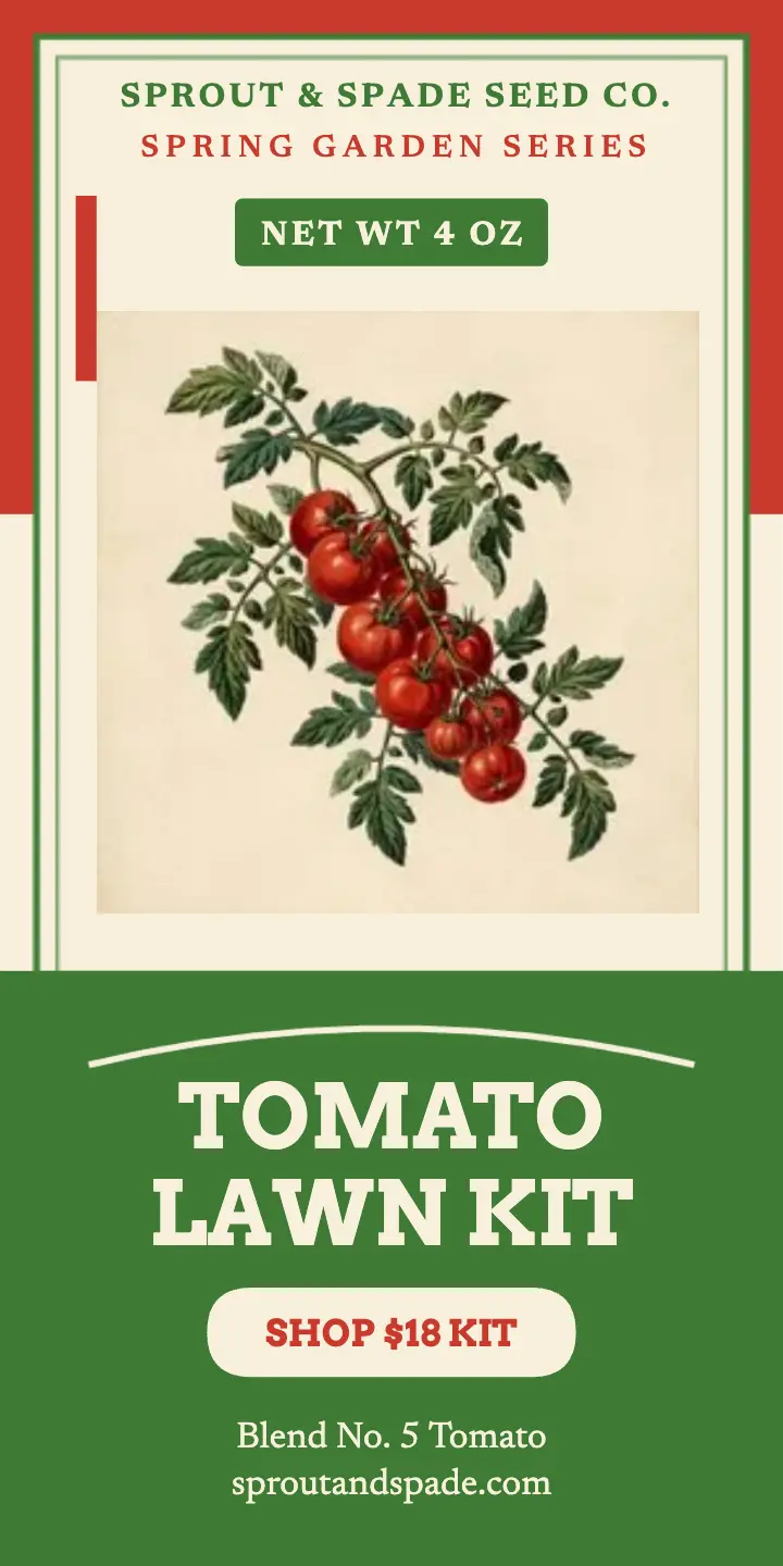 Sprout and Spade tomato lawn kit seed ad template
