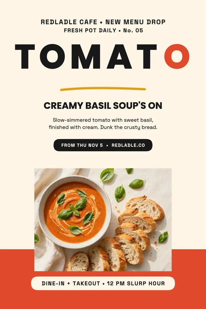 Redladle tomato menu drop poster template