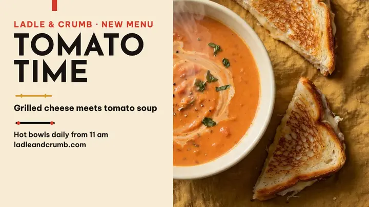 Ladle and Crumb tomato soup thumbnail template