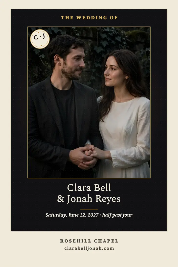 Clara Bell and Jonah Reyes garden wedding poster template