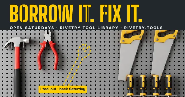 Rivetry Tool Library shadow board post: tool library facebook post template