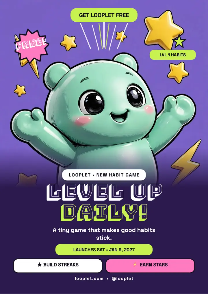 Looplet habit game launch flyer template