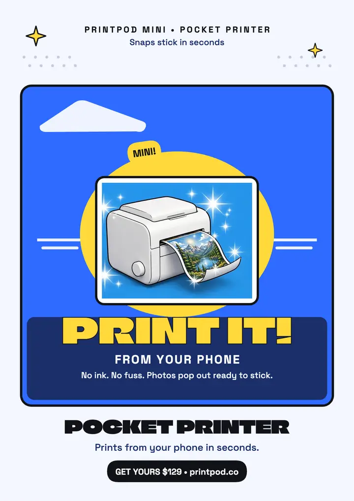Printpod Mini pocket printer flyer template