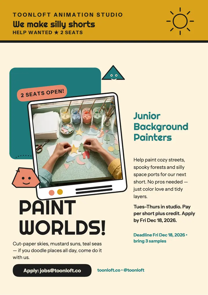 Toonloft junior painters hiring flyer template