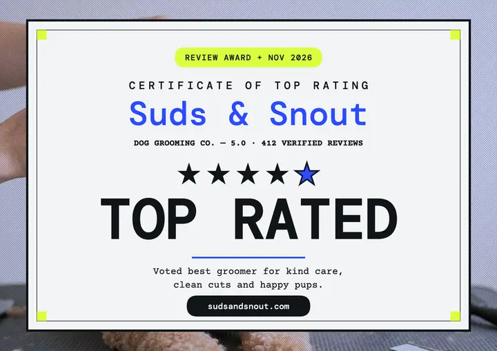 Suds and Snout top rated groomer certificate template