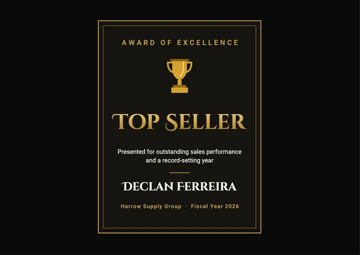 Top Seller award template