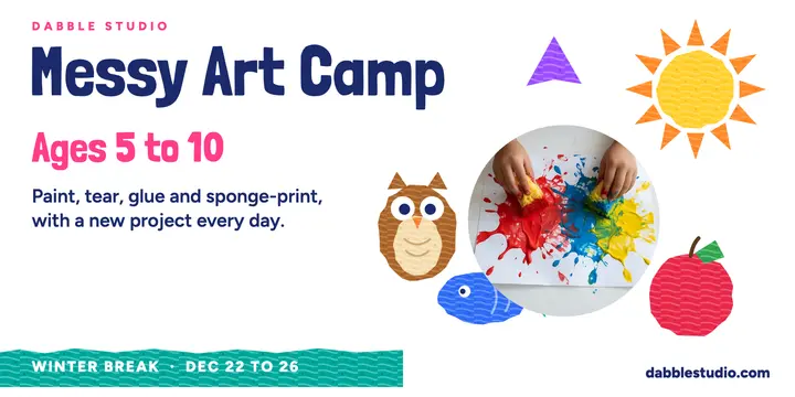 Dabble Studio messy art camp post: kids art camp post template