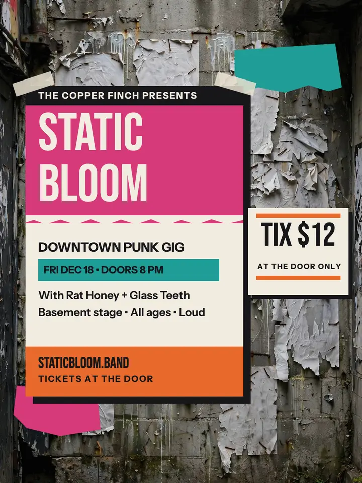 Static Bloom punk gig torn poster: punk gig poster template